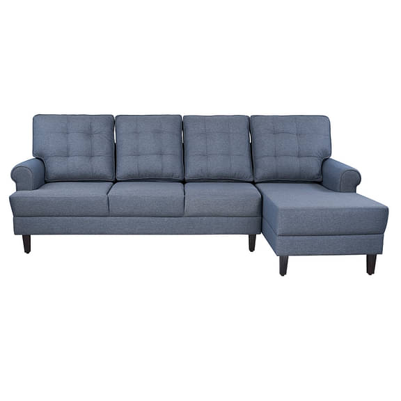 Wakefit Dreamer L - Shape Sofa Set (3 Seater + Right Aligned Chaise) - Omega Blue
